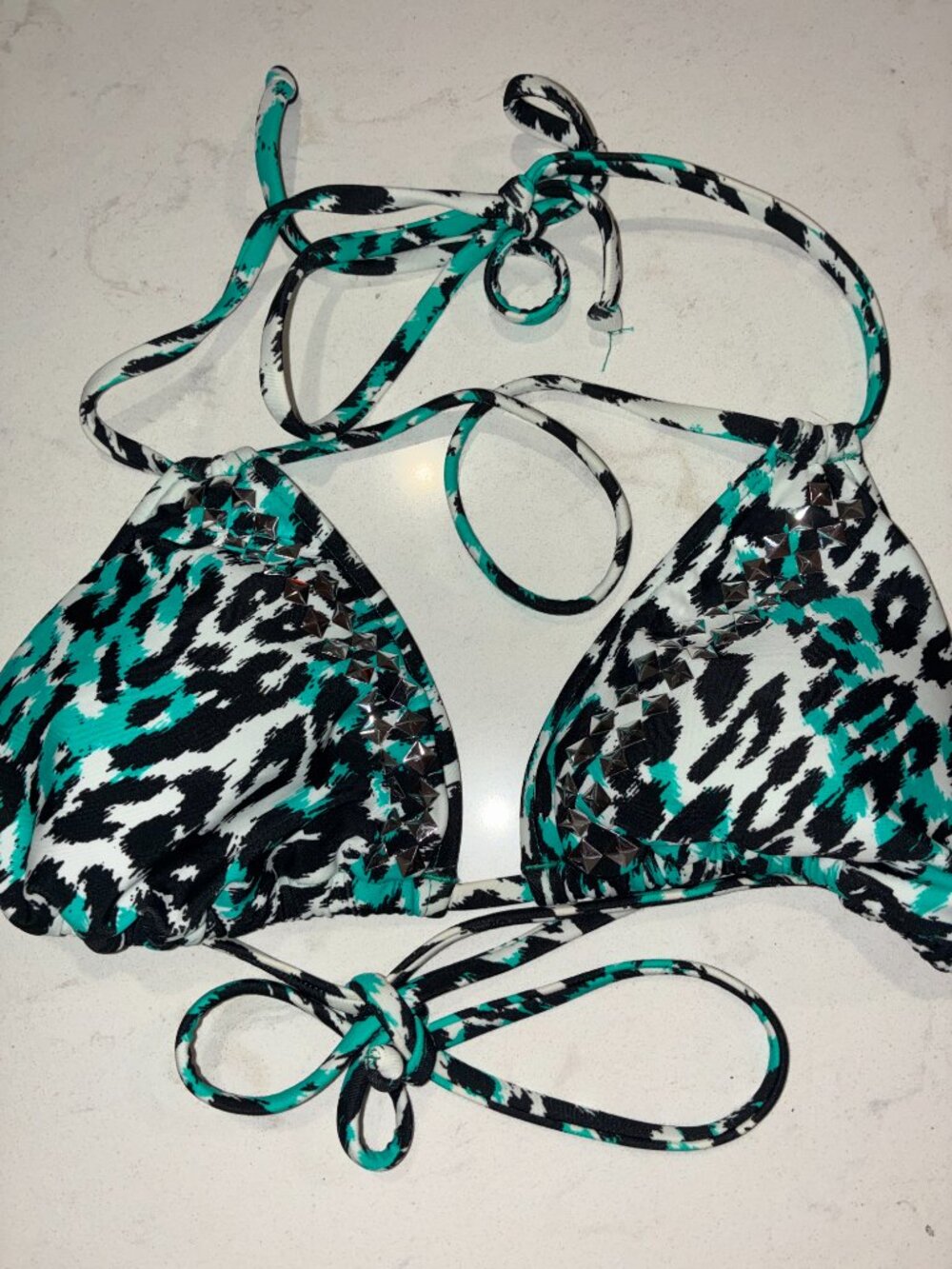 Xhilaration Y2K Studded Leopard Bikini Top L - Picture 2 of 5